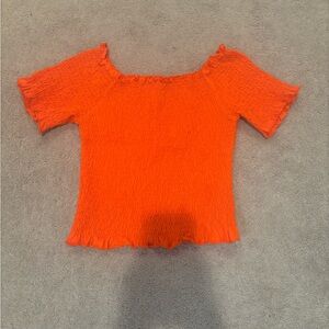 Vibrant Orange Smocked Women's Blouse